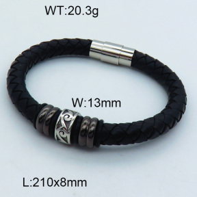 SS Leather Bangles 3BA000235vhmv-611