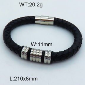 SS Leather Bangles 3BA000236vhmv-611