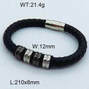 SS Leather Bangles 3BA000237vhmv-611