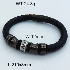 SS Leather Bangles 3BA000238vhnv-611