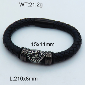 SS Leather Bangles 3BA000239vhnv-611