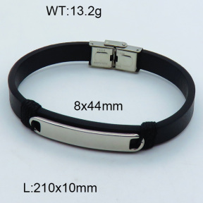 SS Leather Bangles 3BA000240ahjb-611