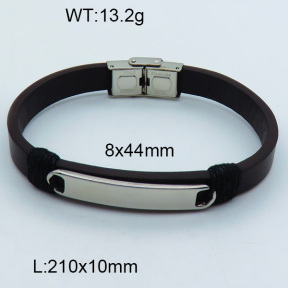 SS Leather Bangles 3BA000241ahjb-611