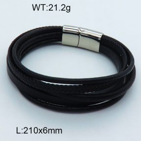 SS Leather Bangles 3BA000242vhmv-611