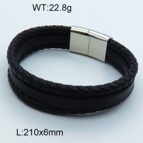 SS Leather Bangles 3BA000243vhov-611