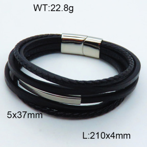 SS Leather Bangles 3BA000244vhnv-611