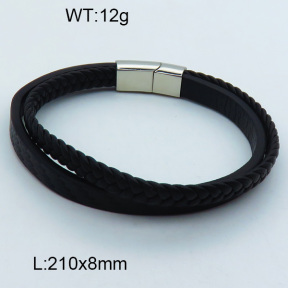 SS Leather Bangles 3BA000245ahlv-611