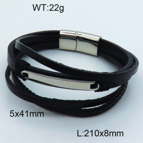 SS Leather Bangles 3BA000246vhov-611