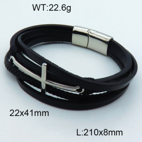 SS Leather Bangles 3BA000248vhov-611