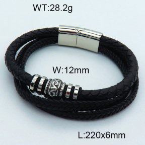 SS Leather Bangles 3BA000250vhov-611