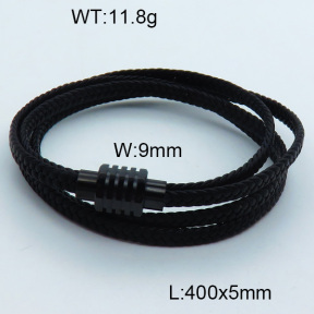 SS Leather Bangles 3BA000251ahlv-611