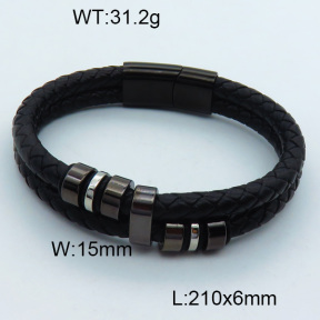 SS Leather Bangles 3BA000252aivb-611