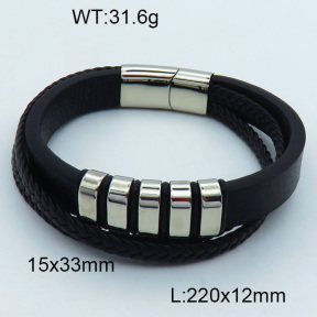 SS Leather Bangles 3BA000253biib-611