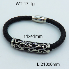 SS Leather Bangles 3BA000254vhmv-611