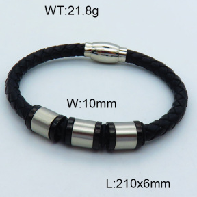 SS Leather Bangles 3BA000255vhov-611