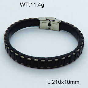 SS Leather Bangles 3BA000256ahjb-611