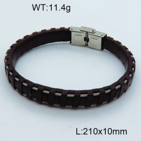 SS Leather Bangles 3BA000257ahjb-611