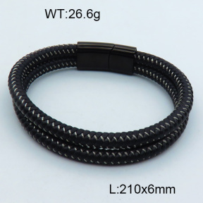 SS Leather Bangles 3BA000258vhmv-611