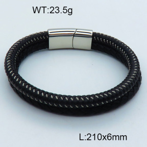 SS Leather Bangles 3BA000260vhmv-611