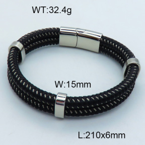 SS Leather Bangles 3BA000261aivb-611