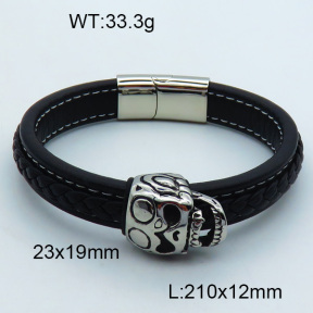 SS Leather Bangles 3BA000262vhov-611