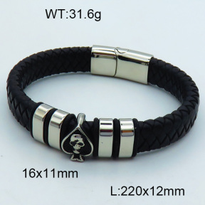 SS Leather Bangles 3BA000264aivb-611