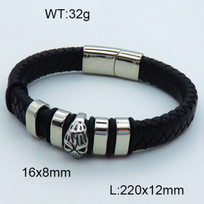 SS Leather Bangles 3BA000265aivb-611