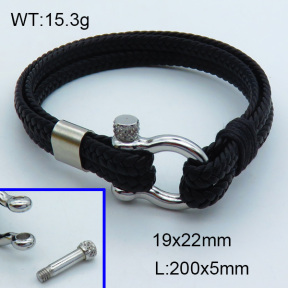 SS Leather Bangles 3BA000266vhnv-611