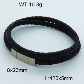 SS Leather Bangles 3BA000267ahlv-611