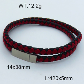 SS Leather Bangles 3BA000268ahlv-611