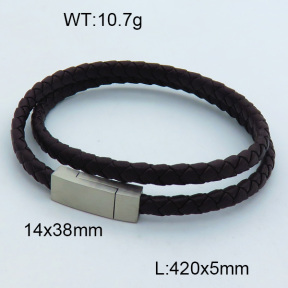 SS Leather Bangles 3BA000269ahlv-611