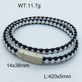 SS Leather Bangles 3BA000270ahlv-611