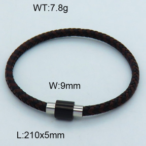 SS Leather Bangles 3BA000277bhva-611