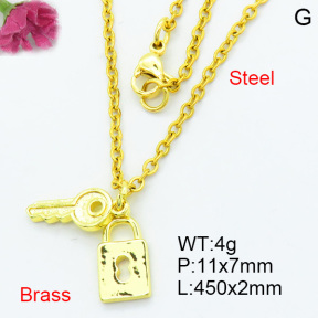 Fashion Brass Necklaces F3N403689vbpb-J125