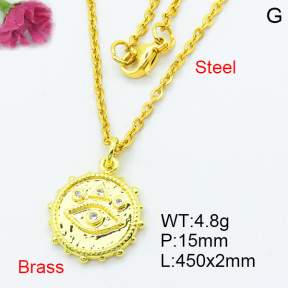 Fashion Brass Necklaces F3N403695vbpb-J125