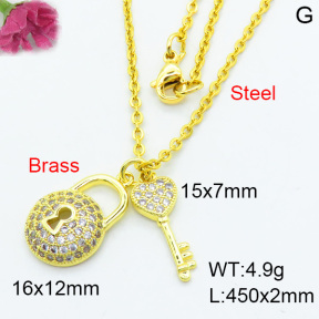 Brass Micro Pave Necklaces F3N403701ahjb-J125