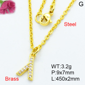 Brass Micro Pave Necklaces F3N403703vbpb-J125