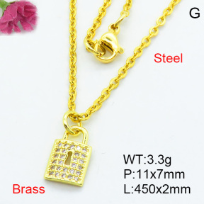 Brass Micro Pave Necklaces F3N403706vbpb-J125