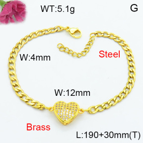 Brass Micro Pave Bracelet F3B404515vbll-J127