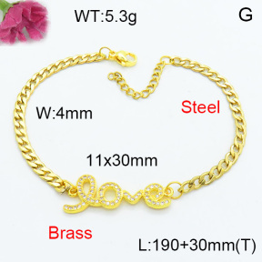 Brass Micro Pave Bracelet F3B404516vbll-J127