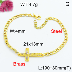 Brass Micro Pave Bracelet F3B404517vbll-J127