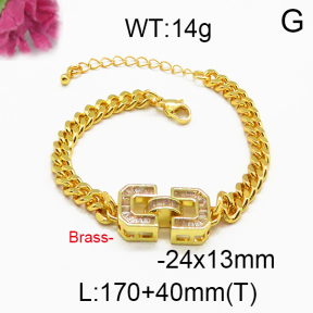 Brass Crystal Stone Bracelet F5B400095vhnv-J40