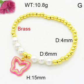 Brass Enamal Bracelet F3B404567bhbl-L017