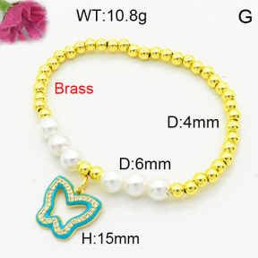 Brass Enamal Bracelet F3B404568bhbl-L017