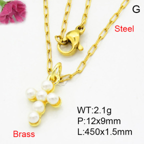 Brass Necklaces F3N300409ablb-L017