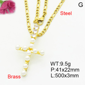 Brass Necklaces F3N403767bbov-L017