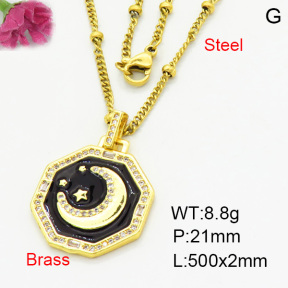 Brass Micro Pave Necklaces F3N403771vbmb-L017