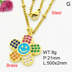 Brass Micro Pave Necklaces F3N403776vbmb-L017