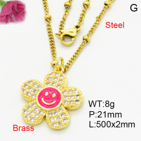 Brass Micro Pave Necklaces F3N403780ablb-L017
