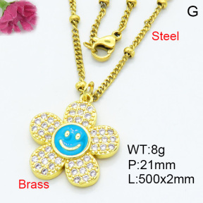 Brass Micro Pave Necklaces F3N403781ablb-L017